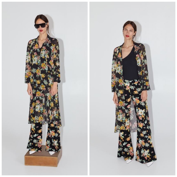 Zara Dresses & Skirts - Zara sheer floral shirt dress size M